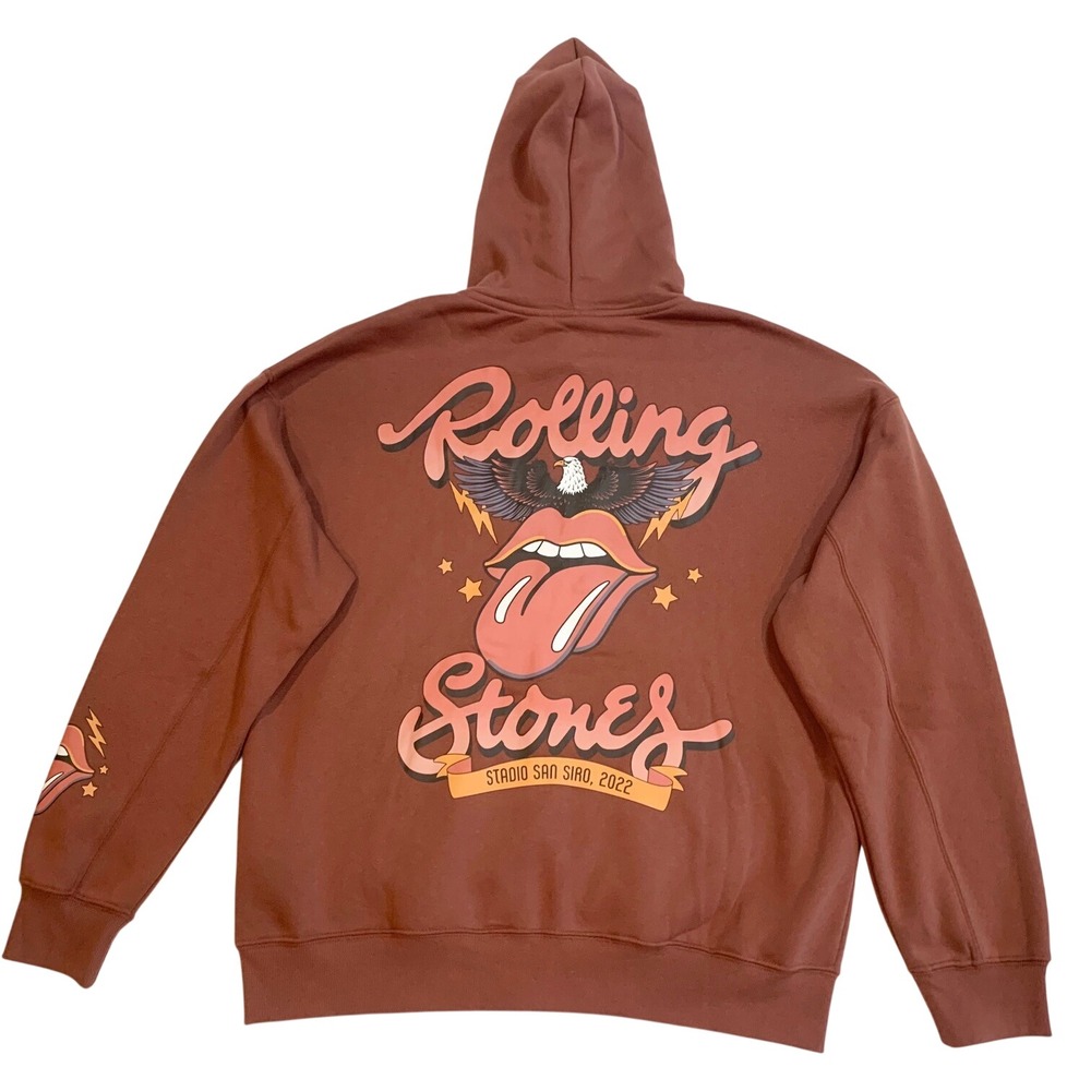 Rolling Stones Milan 2022 Stadio San Siro Zip Hoodie Terracotta Large NEW